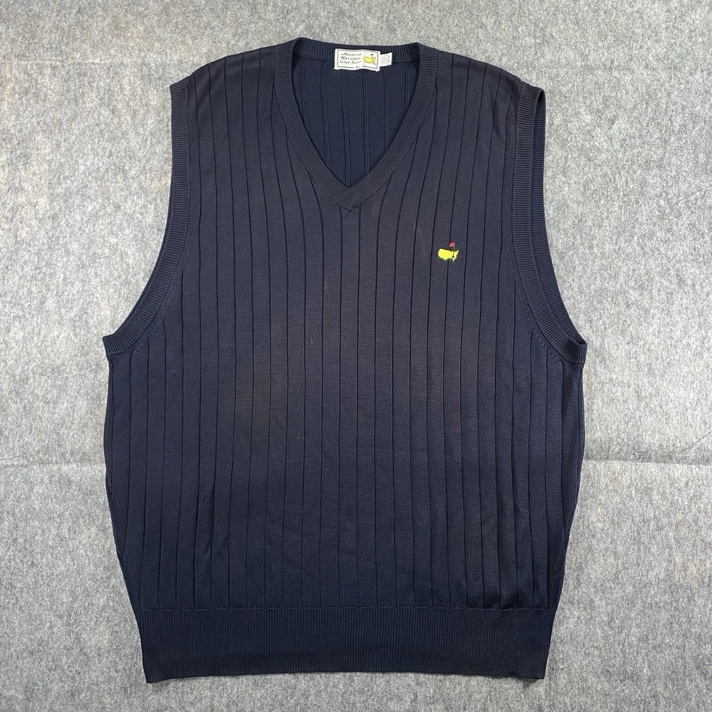 The Masters Sweatervest Men's XL Silk Blue Golf Preppy Augusta National Vintage